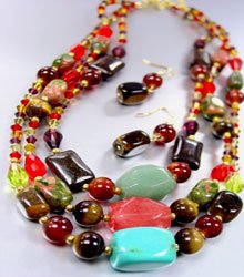 Natural Stone Beads Necklace Set