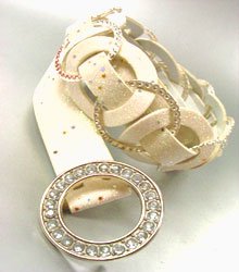 Creme Glitter Silver Rings Belt