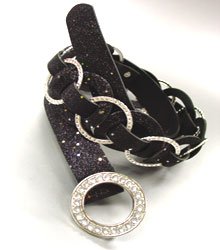 Black Glitter Silver Rings Belt