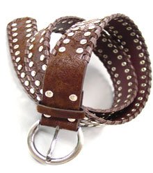 Brown Silver Studded Buckle Belt