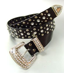 Black Crystals Studs Buckle Belt