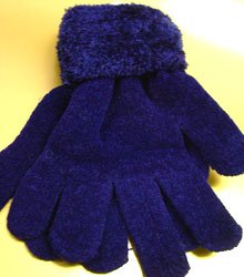 Navy Blue Chenille Fashion Glove