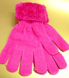 Hot Pink Chenille Fashion Glove
