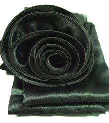 Black Satin Scarf Belt Flower Wrap