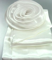 White Satin Scarf Belt Flower Brooch Wrap