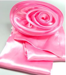 Pink Satin Scarf Belt Flower Brooch Wrap