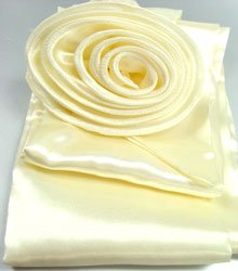Beige Satin Scarf Belt Flower Brooch Wrap