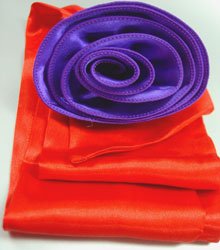 Red Satin Scarf Belt Purple Flower Wrap