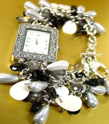 Black Pearls Beads Shells Cha Cha Watch