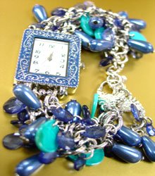 Blue Pearls Beads Shells Cha Cha Watch