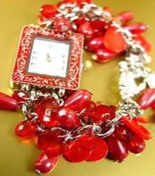 Red Pearls Beads Shells Cha Cha Watch