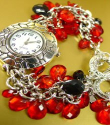 Red Lucite Crystals Cha Cha Watch