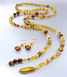 Brown Murano Glass Beads Lariat Neck Set 1N2730235