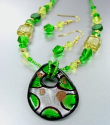 Green Murano Glass Beads Necklace Set 1N2730213