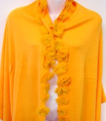 Orange Rabbit Fur Balls Shawl