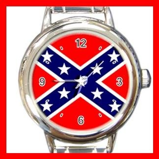 Rebel Confederate Flag Italian Charm Wrist Watch 020