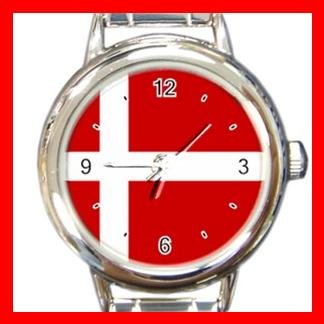 Denmark Danish Flag Italian Charm Wrist Watch 023