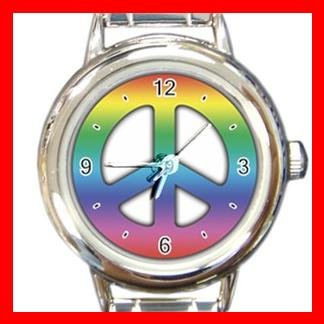 TIE DYE PEACE SIGN Italian Charm Wrist Watch 025