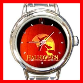 Halloween Witch Pumpkin Italian Charm Wrist Watch 053
