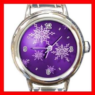 Christmas Purple Snowflakes Italian Charm Wrist Watch 060