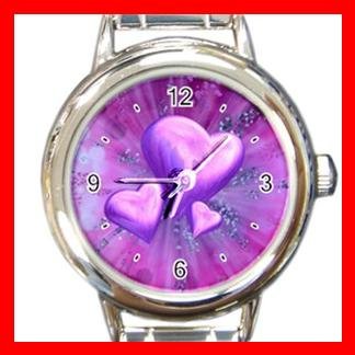 Purple Heart Love Italian Charm Wrist Watch 061