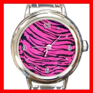 Pink Tiger Print Animal Italian Charm Wrist Watch 074
