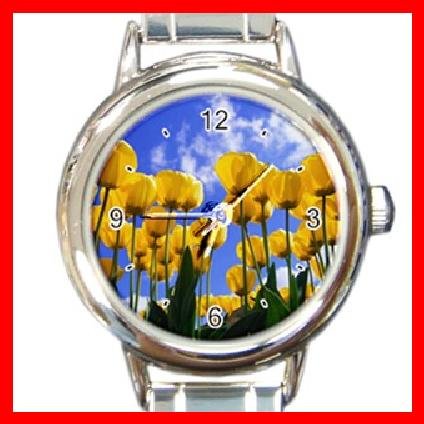 Yellow Tulips Flower Italian Charm Wrist Watch 096