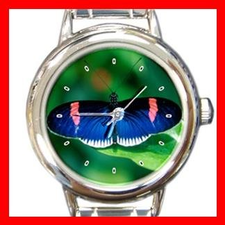 Rare Blue Butterfly Italian Charm Wrist Watch 134