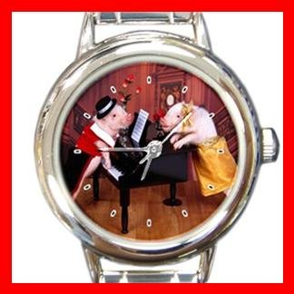 Lovely Pig Round Italian Charm Wrist Watch 147