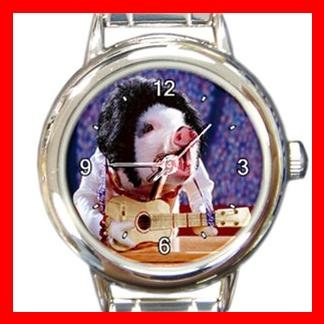 Lovely Pig Singing Round Italian Charm Wrist Watch 148