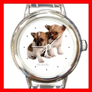 Chihuahua Dog Round Italian Charm Wrist Watch 155