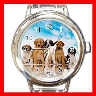 Cute Dogs Blue Sky Round Italian Charm Wrist Watch 157