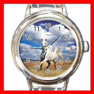 Art Summer Horse Blue Sky Round Italian Charm Wrist Watch 158