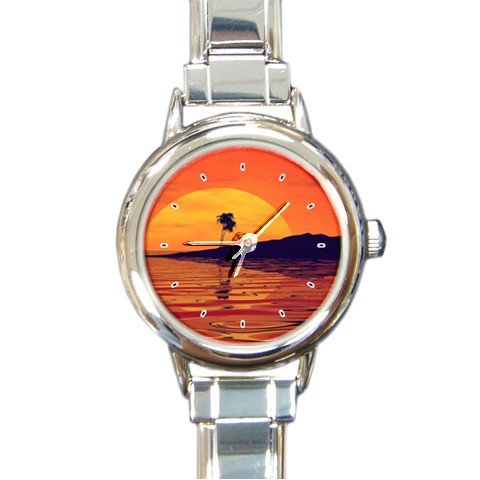 Nature Sea Beach Round Italian Charm Wrist Watch 184