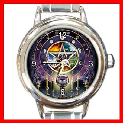 Wicca Pentacle Round Italian Charm Wrist Watch 191