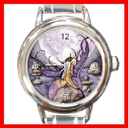 CELESTIAL Mermaid Moon Round Italian Charm Wrist Watch 201