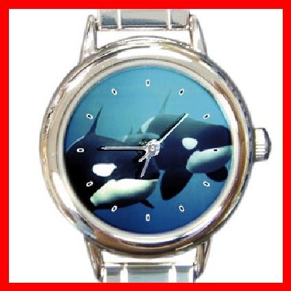 Killer Whales Round Italian Charm Wrist Watch 204