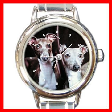 ITALIAN GREYHOUND Round Italian Charm Wrist Watch 208