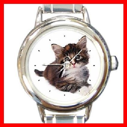 Cute Cat Kitty Round Italian Charm Wrist Watch 209