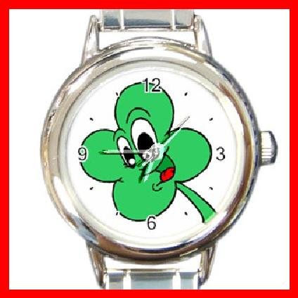 Four Leaf Clover Lucky Round Italian Charm Wrist Watch 210