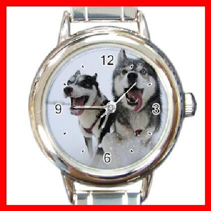 SIBERIAN HUSKY Dog Animal Round Italian Charm Wrist Watch 212