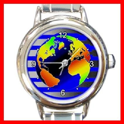 DIGITAL EARTH MAP Round Italian Charm Wrist Watch 224