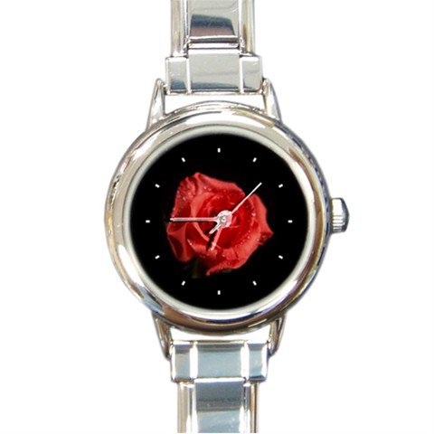 RED ROSE FLOWER BOTANIC NATURE Round Italian Charm Wrist Watch 224