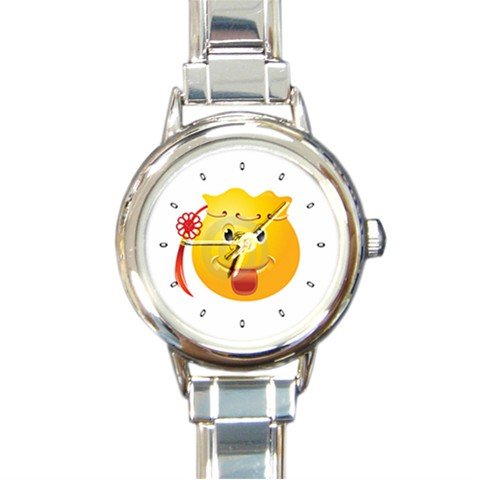 Yellow SMILEY HAPPY FACE Round Italian Charm Wrist Watch 225