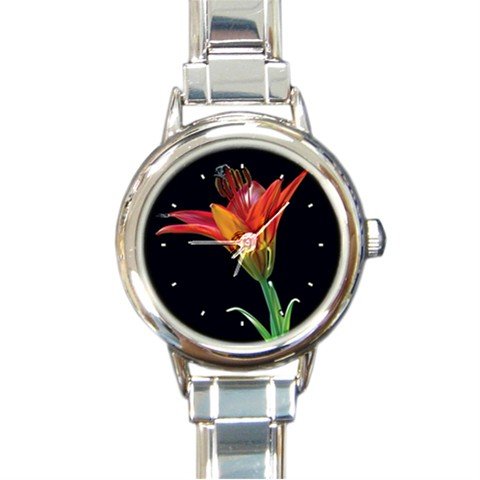 Tiger Lily Flower Round Italian Charm Wrist Watch 227