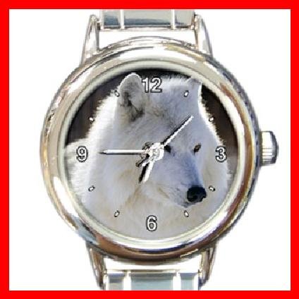 White Arctic Wolf Canada Animal Round Italian Charm Wrist Watch 233