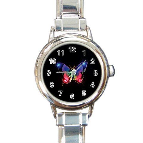 Stunning Light Up Butterfly Fly Round Italian Charm Wrist Watch 236