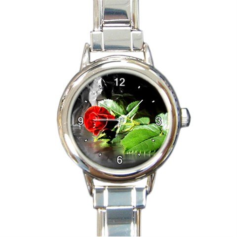 Fall Red Rose Flower Round Italian Charm Wrist Watch 237