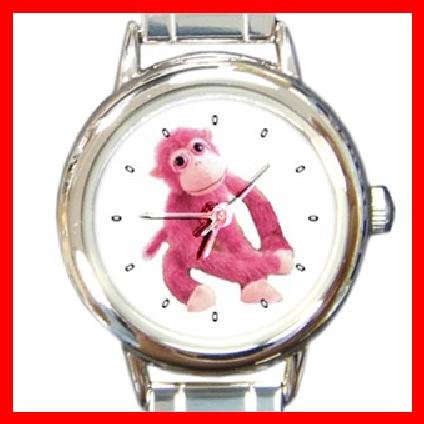 Pink Monkey Animal Round Italian Charm Wrist Watch 239