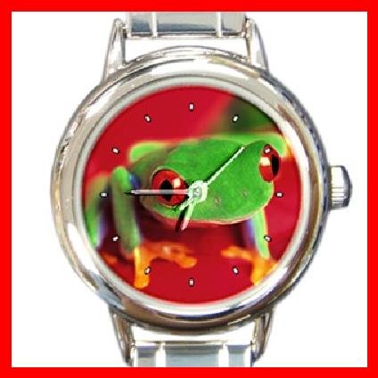Red Eye Tree Frog Round Italian Charm Wrist Watch 243